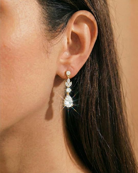 HANLI Dangle Earrings for Women – 14K Gold Plated/Silver Drop Earrings Sparkly CZ Gold Dangle Earrings Elegant Dangling Earrings for Wedding Bridal Prom Jewelry